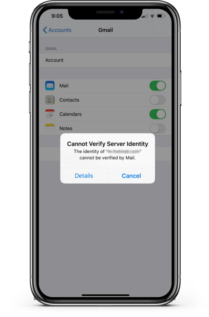 cannot verify server identity ios